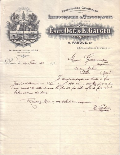 Paris facture traite emile - facture,